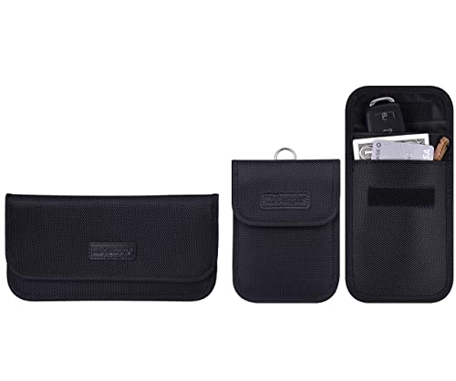 Wisdompro 2 Pack WP4694 RFID Key FOB Protector & Faraday Bag for Phones Bundle