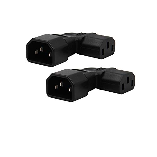 WYMECT 2-Pack Right Angle IEC C14 to C13 Power Adapter PDU Power Extension for LCD LED TV Wall Mount