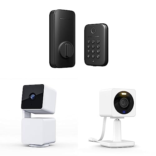 Wyze Lock Bolt, Fingerprint Keyless Entry Door Lock & Cam Pan v3 Indoor/Outdoor IP65-Rated 1080p Pan/Tilt/Zoom Wi-Fi Smart Home Security Camera & Cam OG 1080p HD Wi-Fi Security Camera