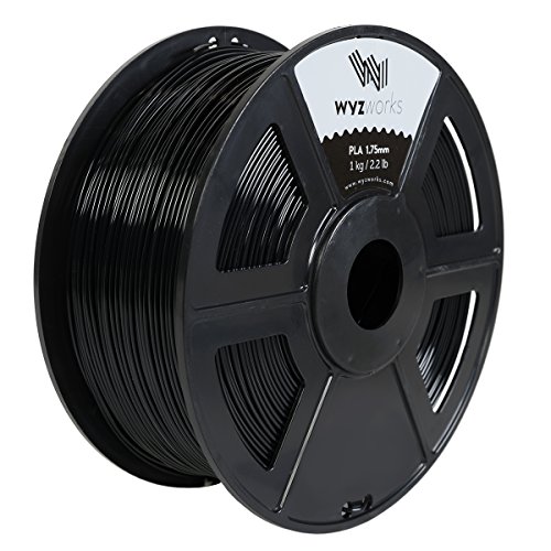 WYZworks 3D Printer Filament 1.75mm PLA Thermoplastic Polylactic Acid 1kg 2.2lb [ Black ]