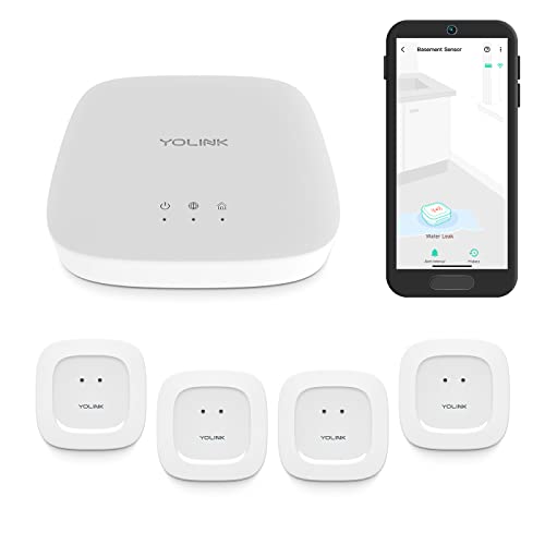 YoLink Smart Home Starter Kit: Hub & Water Leak Sensor 4-Pack