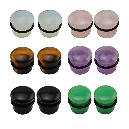 ZS 6 Pairs Mixed Stone Single Flare Ear Plugs