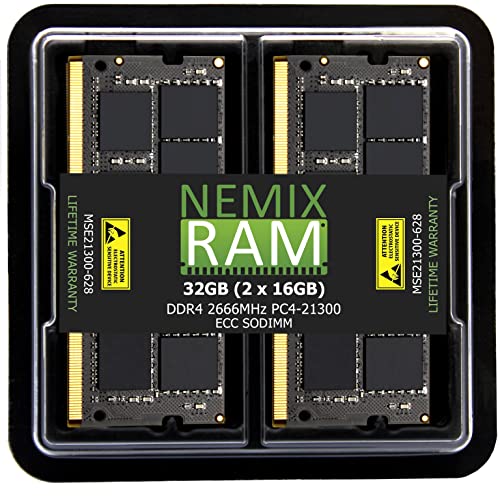 NEMIX RAM 32GB DDR4-2666 PC4-21300 ECC SODIMM Memory Upgrade