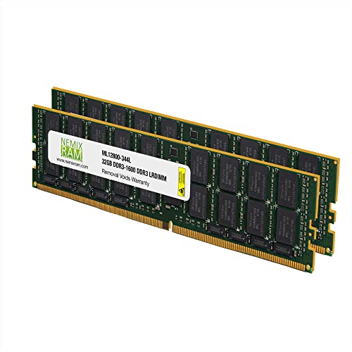 64GB (2x32GB) DDR3-1600MHz PC3-12800 ECC LRDIMM 4Rx4 1.35V Load Reduced Server Memory by NEMIX RAM