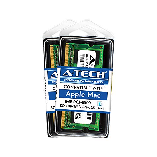 A-Tech 16GB Kit (2x8GB) DDR3 1066MHz / 1067MHz PC3-8500 SODIMM RAM for Apple MacBook (13 inch, Mid 2010), MacBook Pro (13 inch, Mid 2010), iMac (27 inch, Late 2009), Mac Mini (Mid 2010)