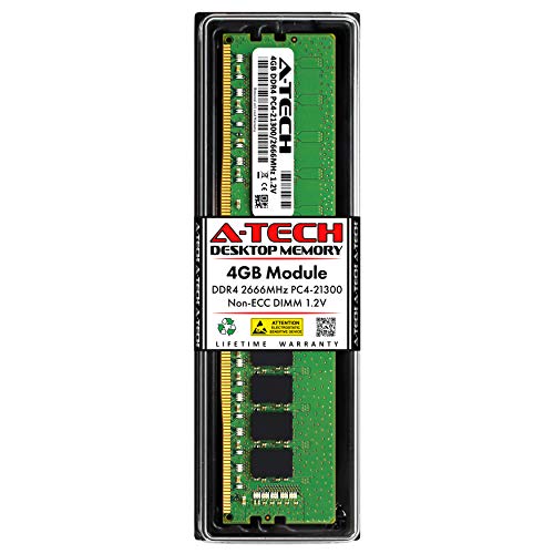 A-Tech 4GB DDR4 2666 MHz UDIMM PC4-21300 (PC4-2666V) CL19 DIMM Non-ECC Desktop RAM Memory Module