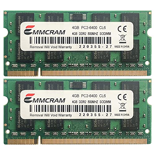 EMMCRAM 8GB DDR2-800 200PIN SoDIMM Laptop RAM Upgrade