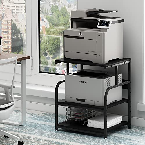 Large Printer Table with Adjustable Storage Shelf