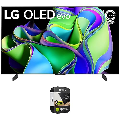 LG OLED evo C3 65 Inch HDR 4K Smart OLED TV Bundle with 2 YR CPS Enhanced Protection Pack