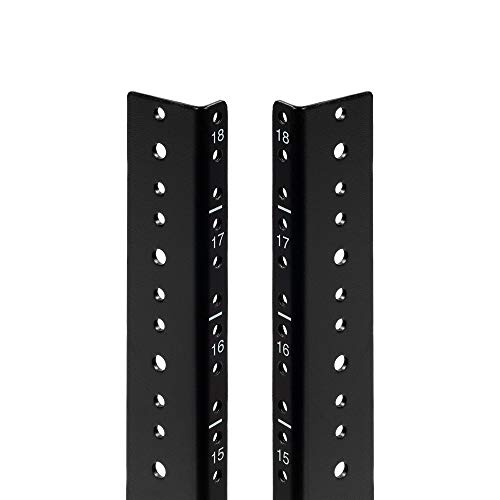 NavePoint 18U Vertical Rack Rail Pair DIY Kit with Hardware, Black