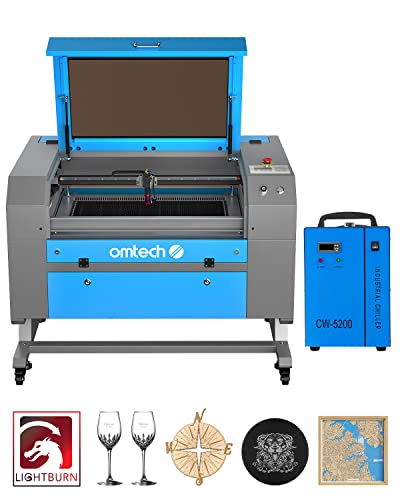 OMTech 60W CO2 Laser Engraver with LightBurn & Water Chiller