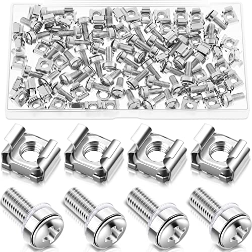 Rack Mount Cage Nuts, Screws and Washers Kit (100 Sets)