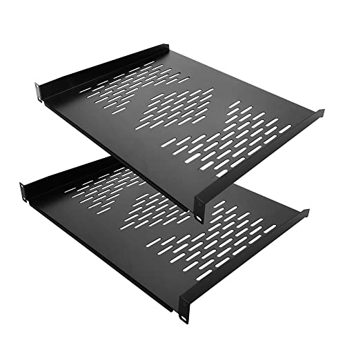 RIVECO 19” Rack-Mount Server Rack Shelf (2 Pcs, 16 Inches) - Black