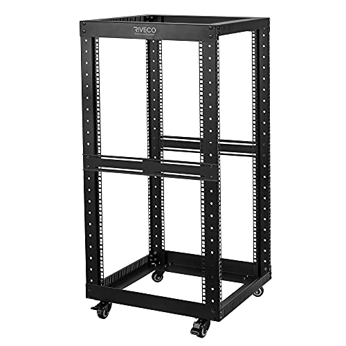 RIVECO 22U Open Frame Server Rack with Wheels
