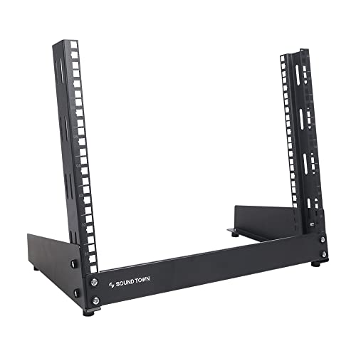 Sound Town 8U Open-Frame Rack for Audio/Video, Network Switches, Routers, Patch Panels