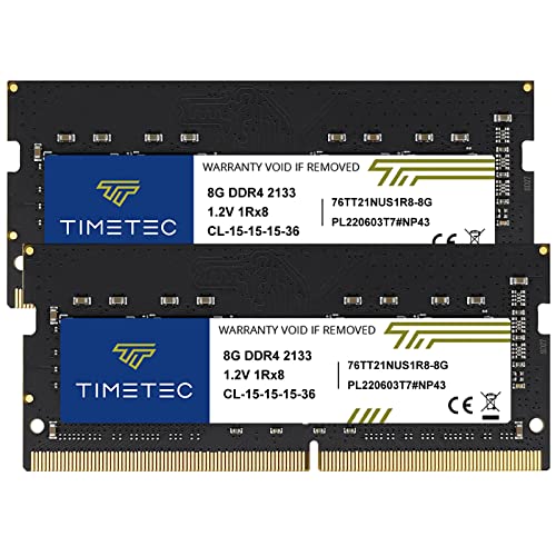 Timetec 16GB KIT(2x8GB) DDR4 2133MHz PC4-17000 Non-ECC Unbuffered 1.2V CL15 1Rx8 Single Rank 260 Pin SODIMM Laptop Notebook PC Computer Memory RAM Module Upgrade (16GB KIT(2x8GB))
