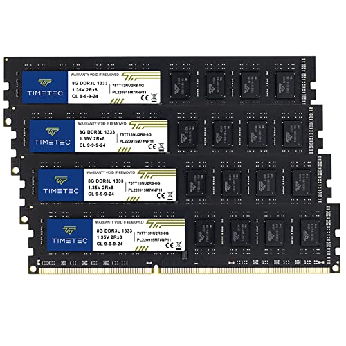 Timetec 32GB DDR3 / DDR3L 1333MHz PC3-10600 Non-ECC Unbuffered Memory RAM