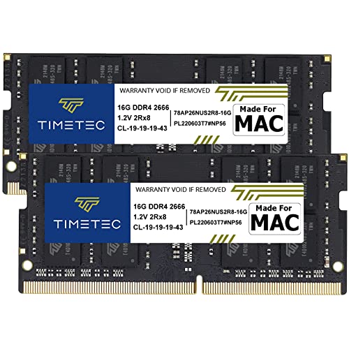 Timetec 32GB KIT(2x16GB) Compatible for Apple DDR4 2666MHz / 2667MHz for Mid 2020 iMac (20,1/20,2) / Mid 2019 iMac (19,1) 27-inch w/Retina 5K, Late 2018 Mac Mini (8,1) PC4-21333 /PC4-21300 MAC RAM