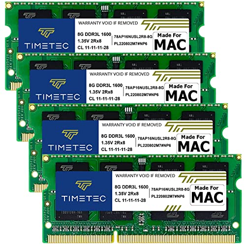 Timetec 32GB KIT(4x8GB) Apple DDR3L 1600MHz PC3L-12800 CL11 SODIMM Memory Module
