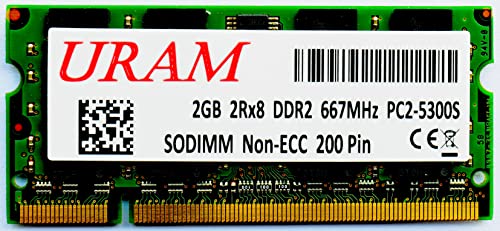 URAM 2GB DDR2 SDRAM 667MHz PC2-5300S SODIMM Micron IC RAM Module (Computer Laptop Memory)