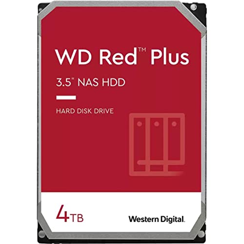 Western Digital 4TB WD Red Plus NAS Internal Hard Drive HDD - 5400 RPM, SATA 6 Gb/s, CMR, 256 MB Cache, 3.5" -WD40EFPX