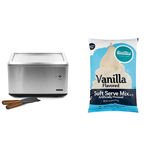 Whynter ICR-300SS Rolled Ice Cream Maker with Compressor & Frostline Vanilla Soft Serve Ice Cream Mix