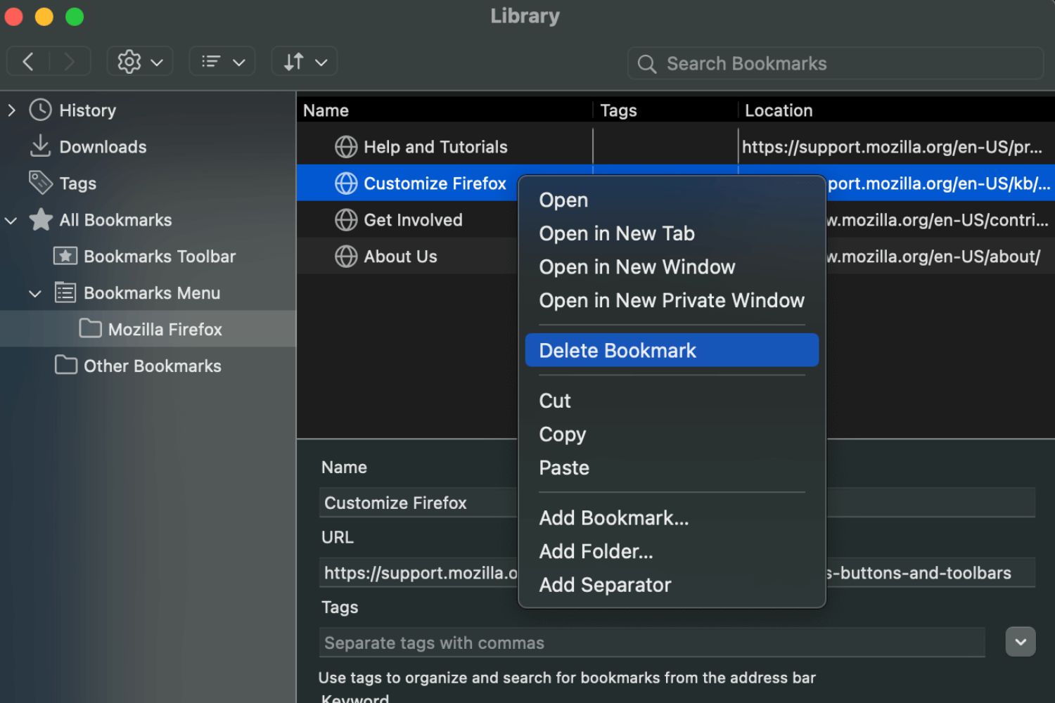 How To Delete Bookmarks In Firefox