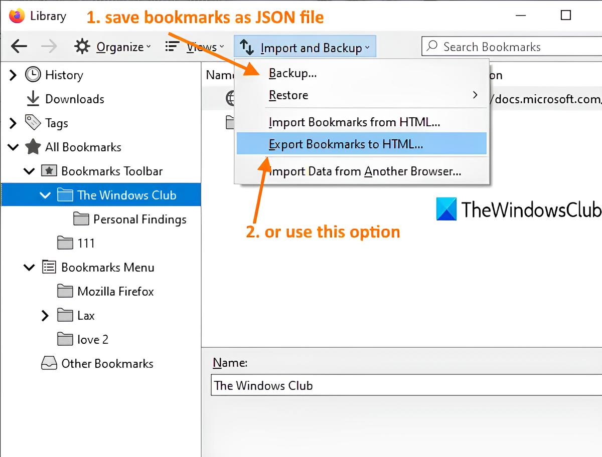 How To Export Bookmarks In Firefox