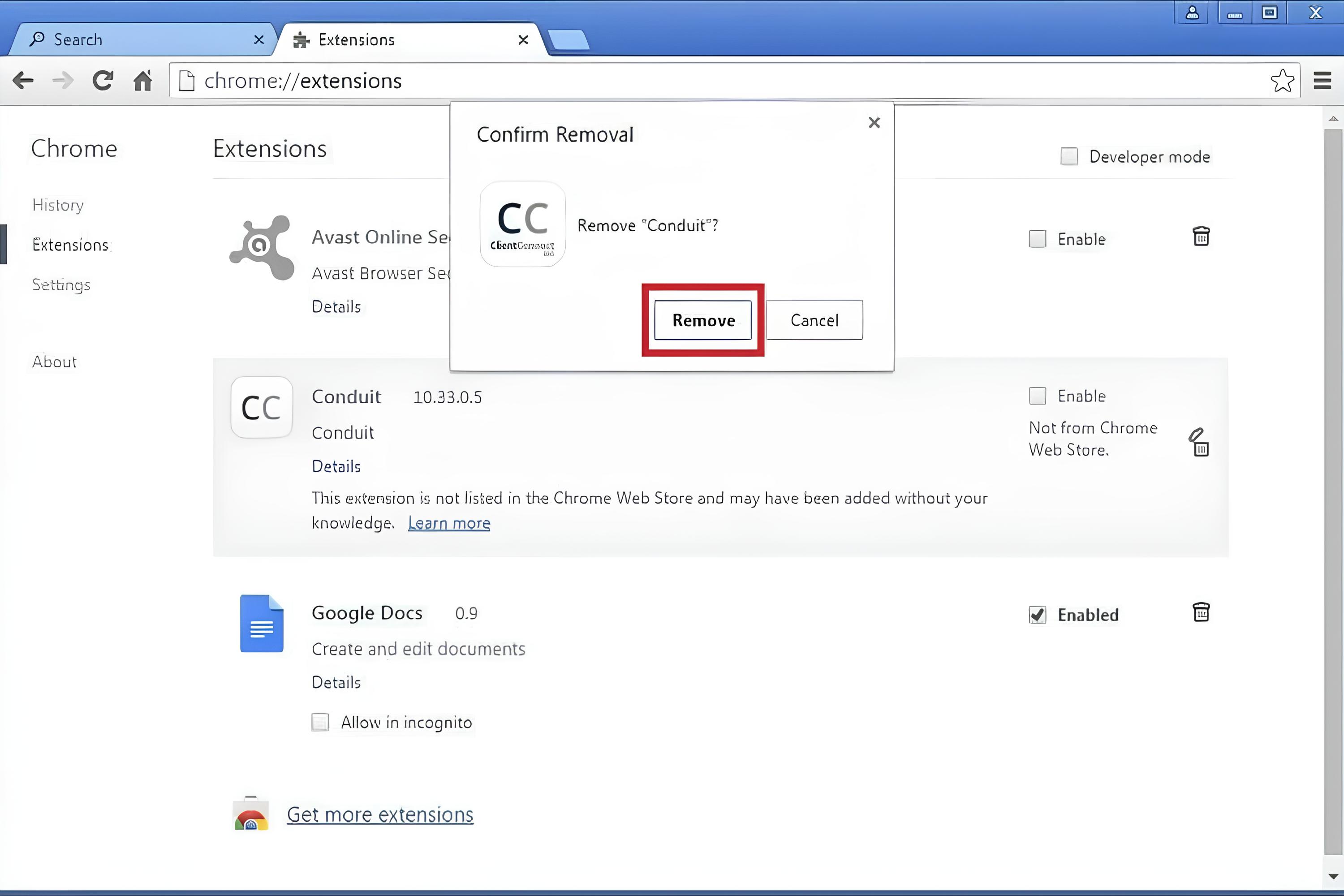 How To Remove Conduit Search From Chrome