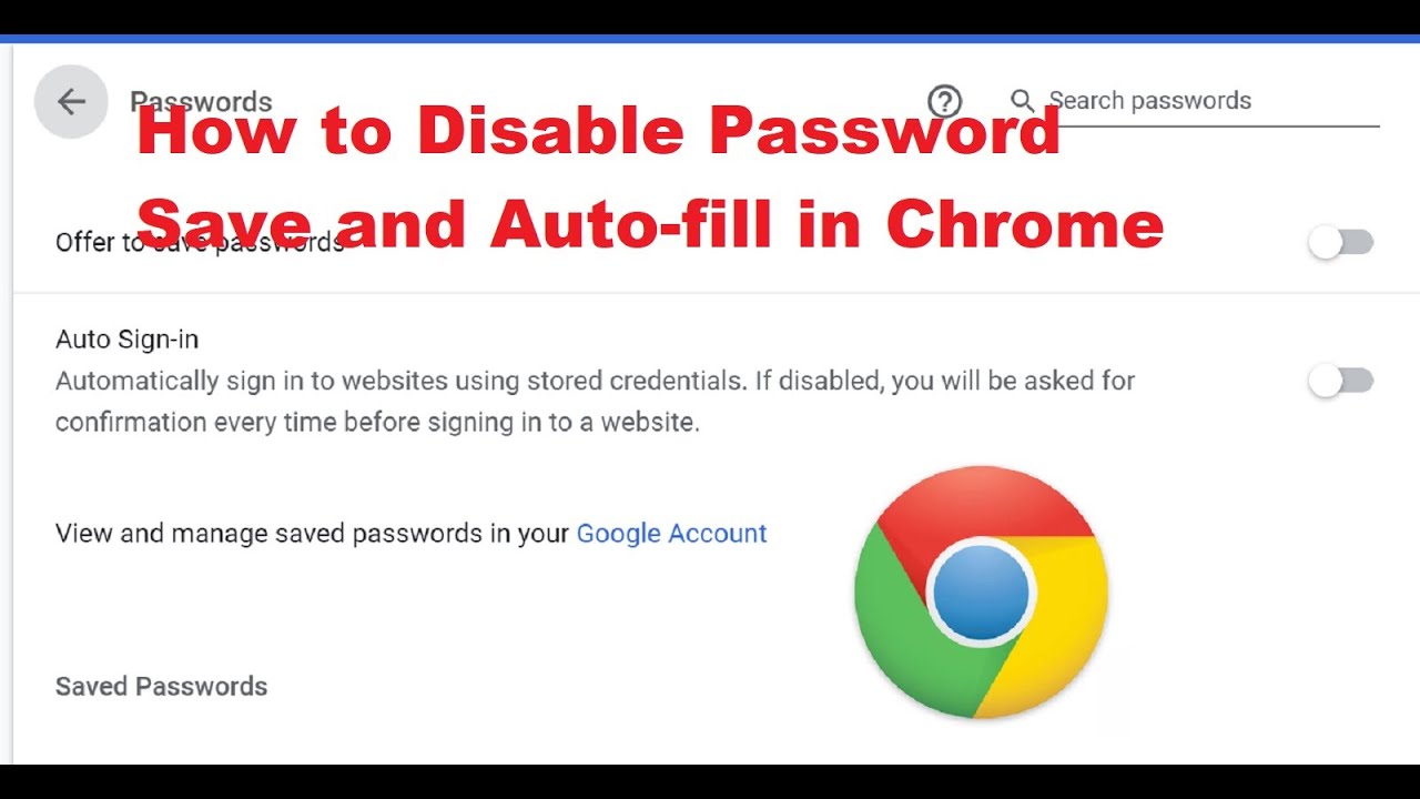 How To Turn Off Save Password On Chrome