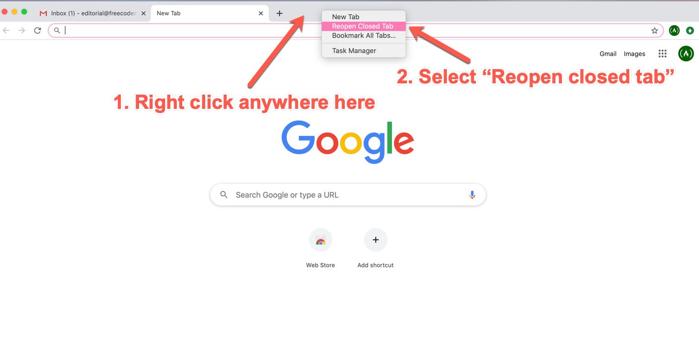 How To Reopen Closed Tab In Chrome